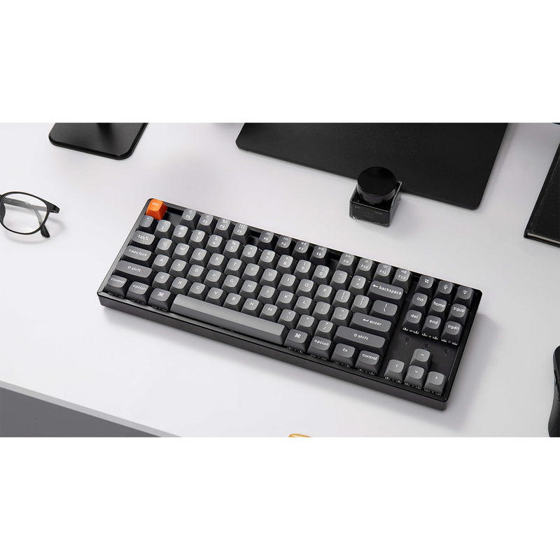 Keychron K8 Max QMK Fully Assembled RGB Backlight Hot-Swappable TKL Wireless Mechanical Keyboard - Black (Super Banana Switch, Super Red Switch)