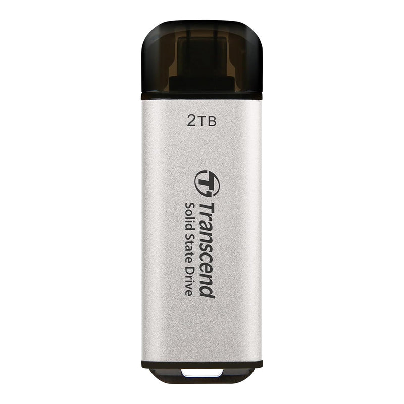 Transcend ESD300 2TB Dual USB 10Gbps Read up to 1050MB/s Type-C Portable SSD (Silver) (TS2TESD300S)