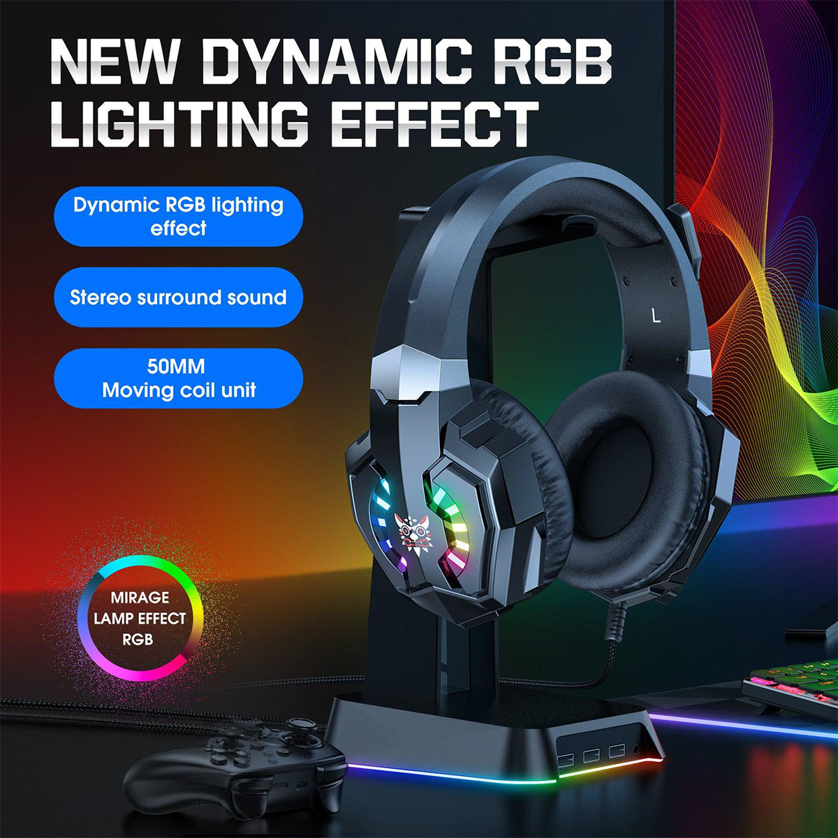 Onikuma X32 RGB Wired Professional Gaming Headset (Black)