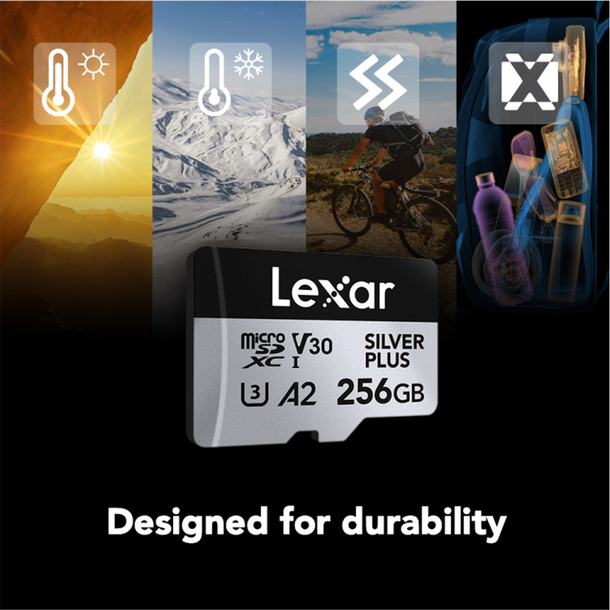 Lexar Professional Silver Plus microSDXC UHS-I C10 U3 V30 A2 205MB/s Read Memory Card