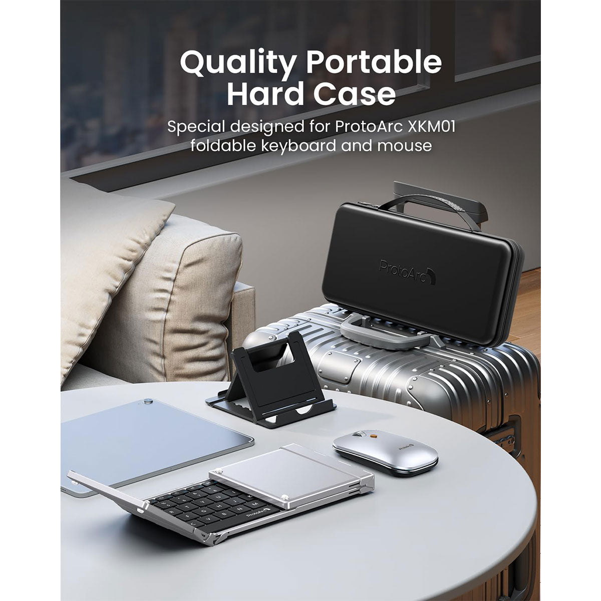 ProtoArc XKM01 Foldable Full-Size Wireless Keyboard and Mouse Combo (Black/Silver) (CP015409)