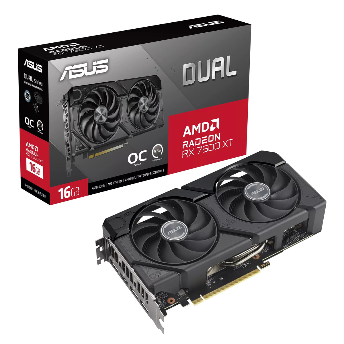 Asus Dual AMD Radeon RX 7600 XT OC 16GB GDDR6 Graphics Card