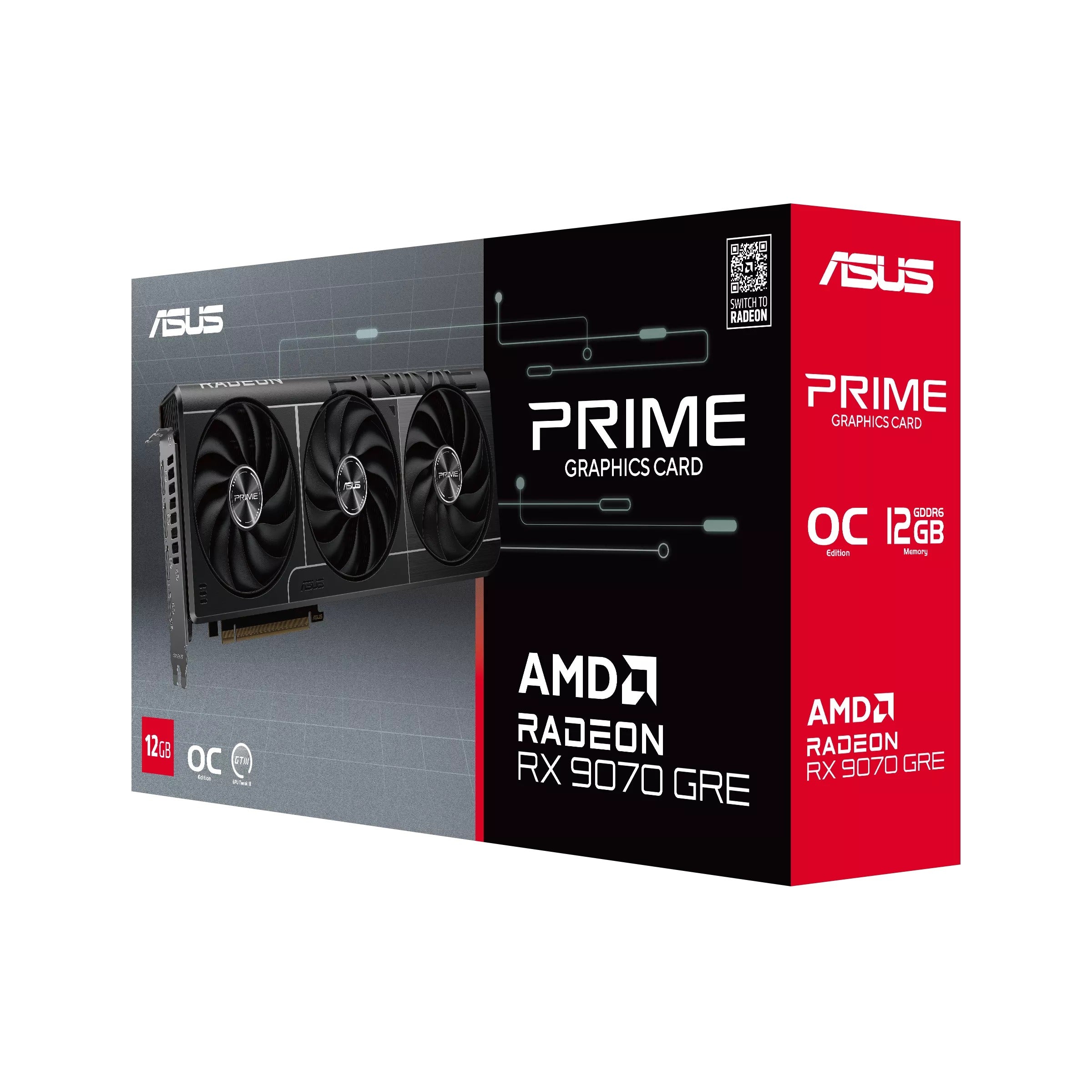 Asus Prime Radeon RX 9070 GRE Evo OC Edition 12GB GDDR6 Graphics Card