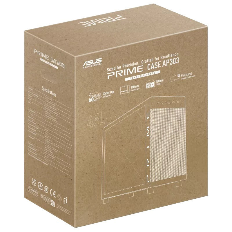 Asus Prime AP303 Tempered Glass Panel ATX PC Case 