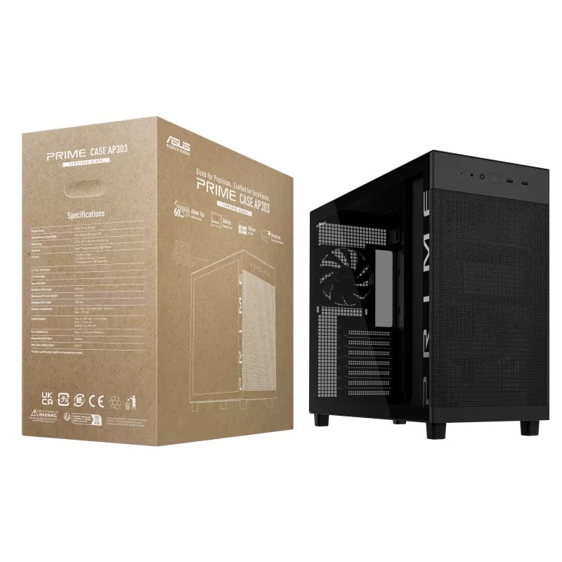 Asus Prime AP303 Tempered Glass Panel ATX PC Case 