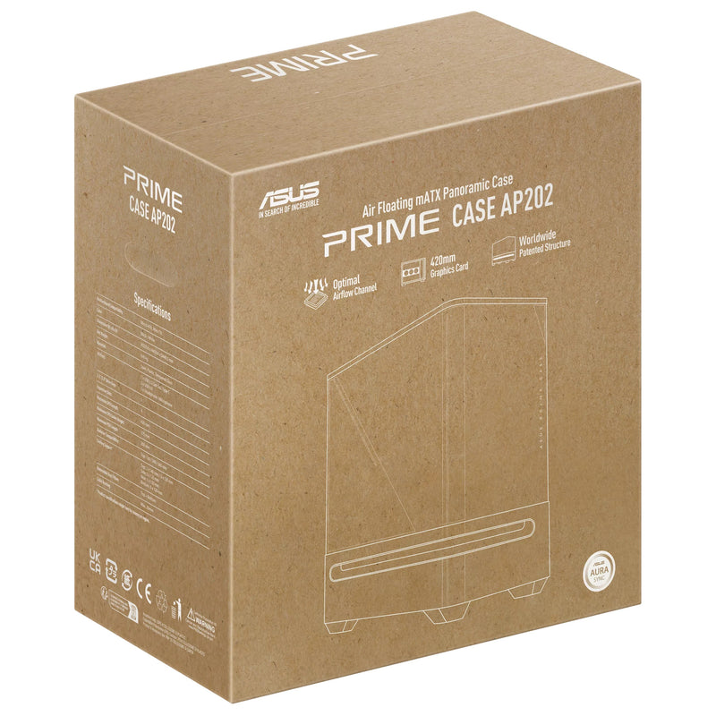 Asus Prime AP202 Air Floating mATX Curved Glass Panel Panoramic PC Case | DataBlitz