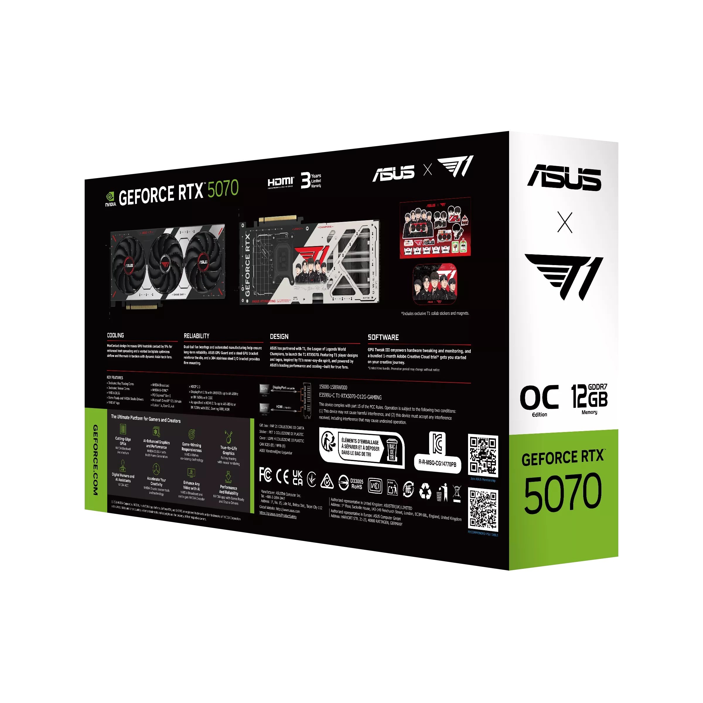 Asus T1 GeForce RTX 5070 12GB GDDR7 OC Edition Graphics Card
