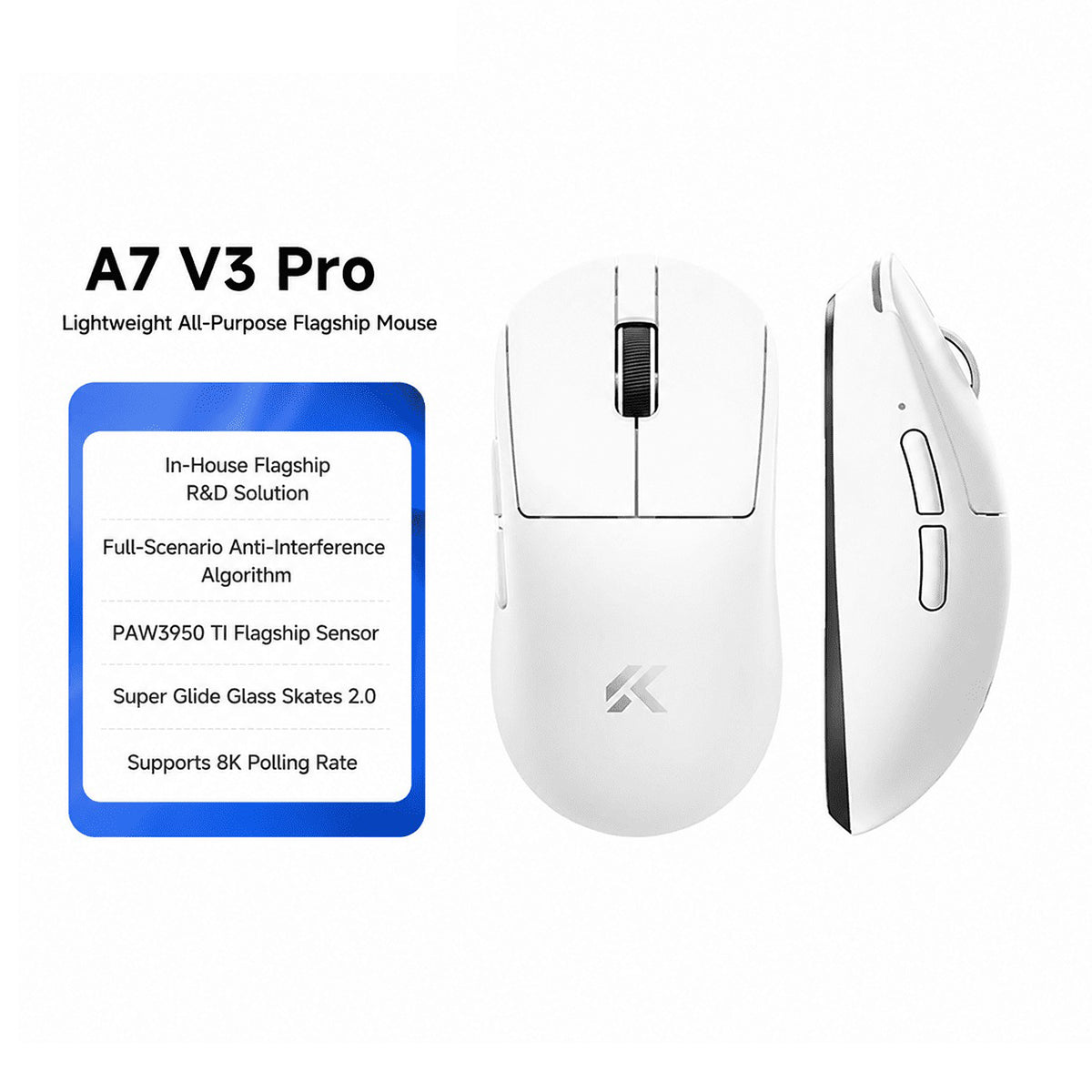 MCHOSE A7 V3 Pro Tri-Mode Lightweight eSports Gaming Mouse