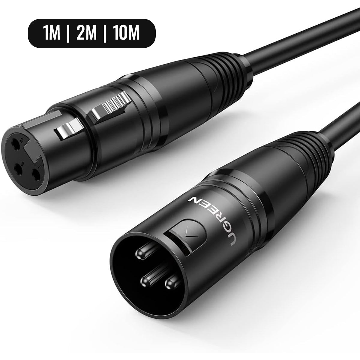 Ugreen XLR Male To Female Microphone Extension Audio Cable - (Black) (1M, 2M, 10M) (AV130/20708, AV130/20710, AV130/20714)