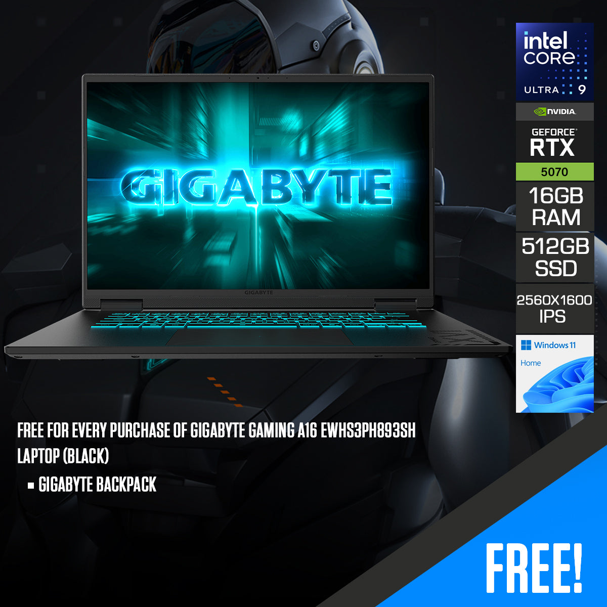 Gigabyte Gaming A16 EWHS3PH893SH Laptop (Black) 