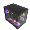 DarkFlash C285MP V2 Exquisite mATX PC Case Tempered Glass Panoramic Side Transparent (Black)
