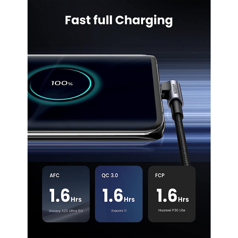 UGreen Right Angle USB-A to USB-C Data Cable - 1M (Space Gray)