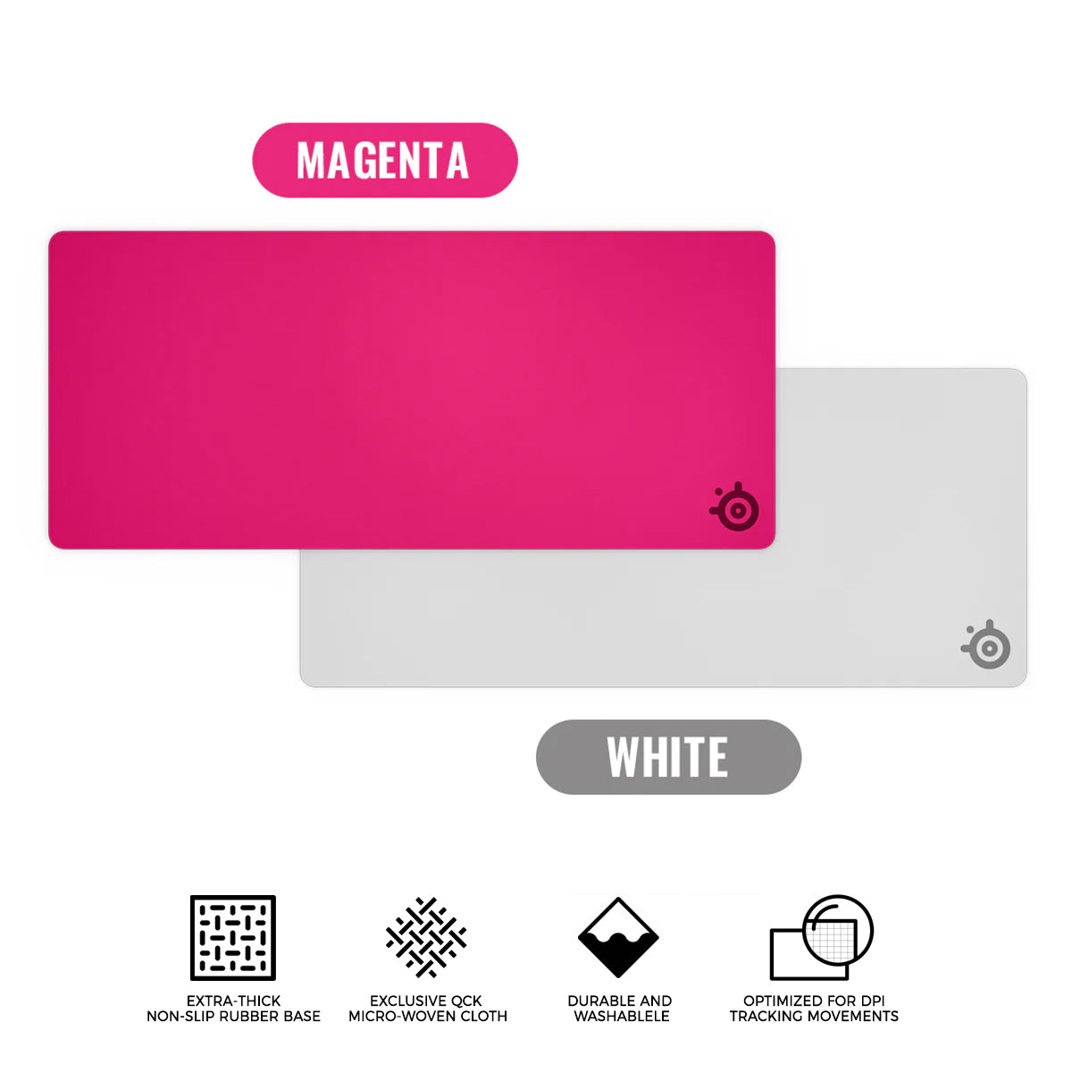 SteelSeries QCK Heavy Extra Thick Cloth Mousepad XXL (Magenta, White)