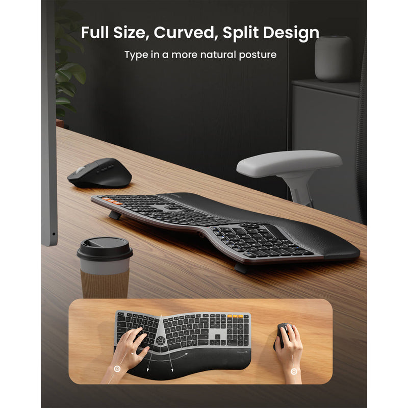 ProtoArc EKM01 Plus Dual Mode Full Size Ergonomic Keyboard Mouse Combo