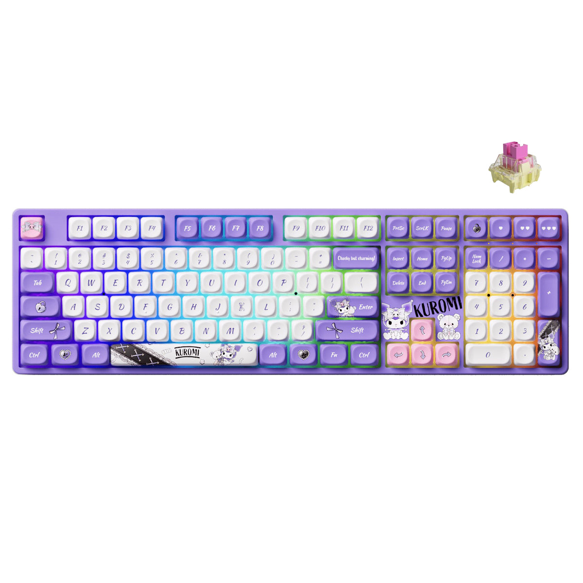 Akko Kuromi 5108B Plus Multi-Mode RGB Hot-Swappable Mechanical Keyboard (Akko TTC Gold Pink Switch, Akko V3 Piano Pro)