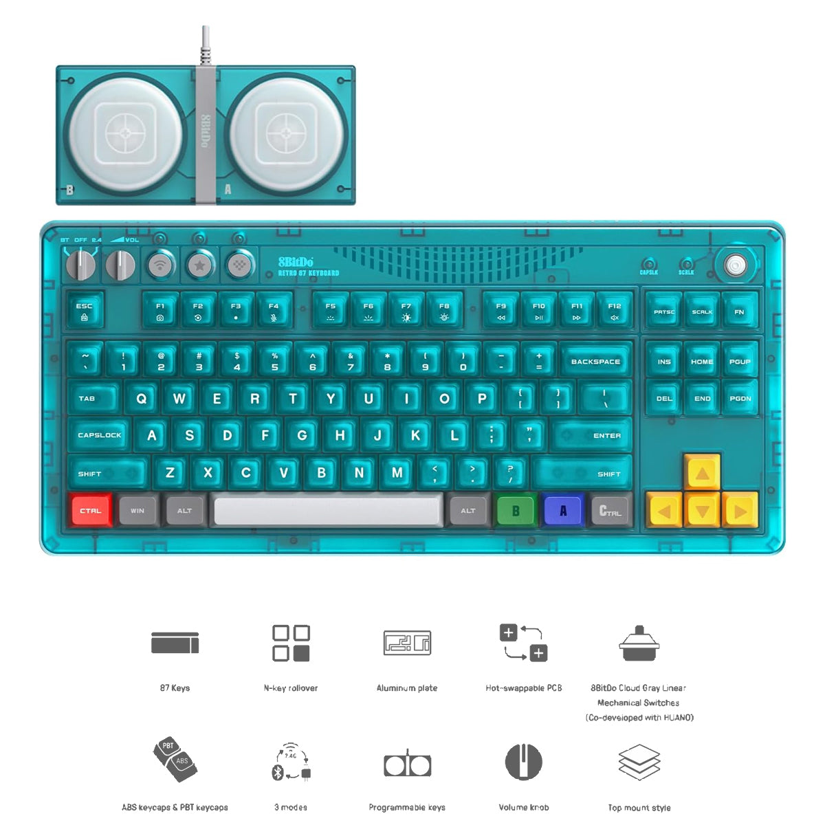 8Bitdo Retro 87 Mechanical Keyboard (Clear Blue) (85HD) | Datablitz