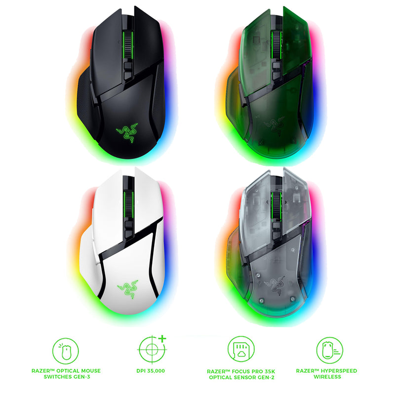 Razer Basilisk V3 Pro 35K Fully Customizable Wireless Ergonomic Gaming Mouse (Black, White, Phantom Green, Phantom White)