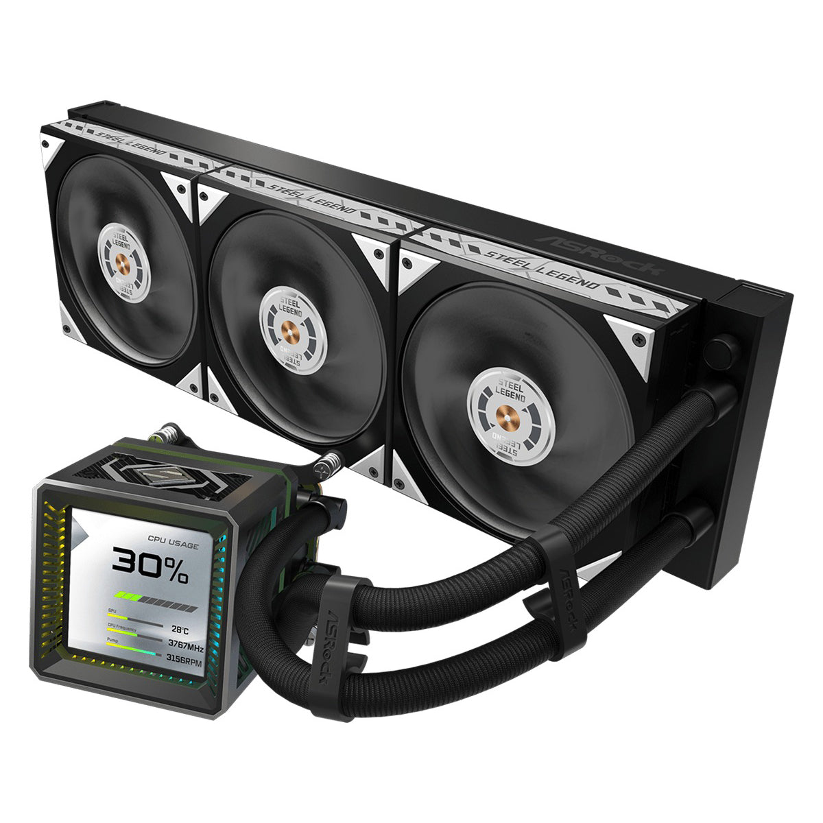 ASRock Steel Legend Dark 360 LCD AIO Liquid Cooler