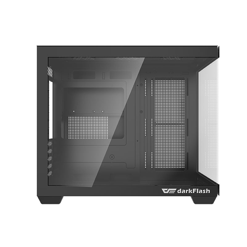 DarkFlash C285MP V2 Exquisite mATX PC Case Tempered Glass Panoramic Side Transparent (Black)
