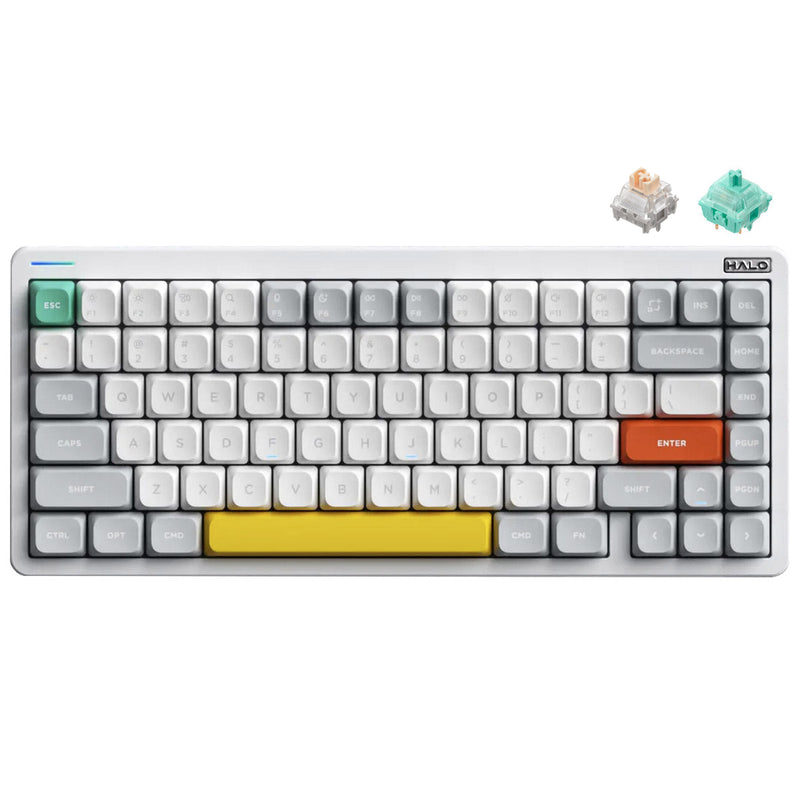 NuPhy Halo75 V2 QMK/VIA RGB Hot-Swappable 83-Key Wireless Mechanical Keyboard (Mint Switch, Blush Switch) (Iconic White)