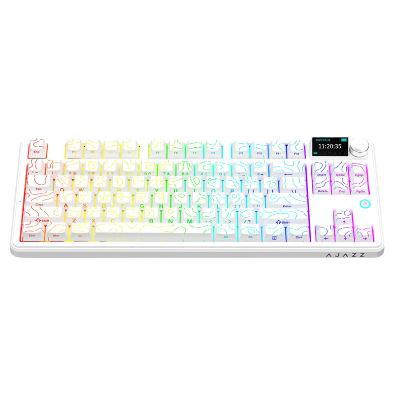 Ajazz AK870 V2 RGB Tri-Mode 87-Keys TKL Gasket-mounted Hot Swappable Mechanical Keyboard (White Contour) (Maillard Switch)