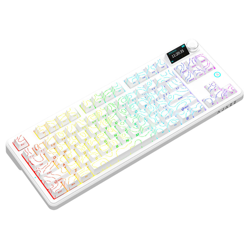Ajazz AK870 V2 RGB Tri-Mode 87-Keys TKL Gasket-mounted Hot Swappable Mechanical Keyboard (White Contour) (Maillard Switch)