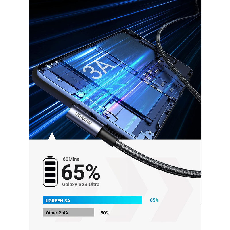 UGreen Right Angle USB-A to USB-C Data Cable - 1M (Space Gray)