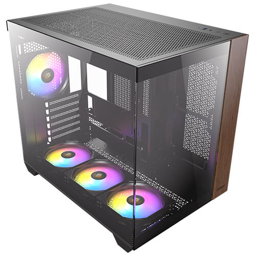 Antec CX800 Wood ARGB Dual Chamber Mid-Tower PC Gaming Case (Black)