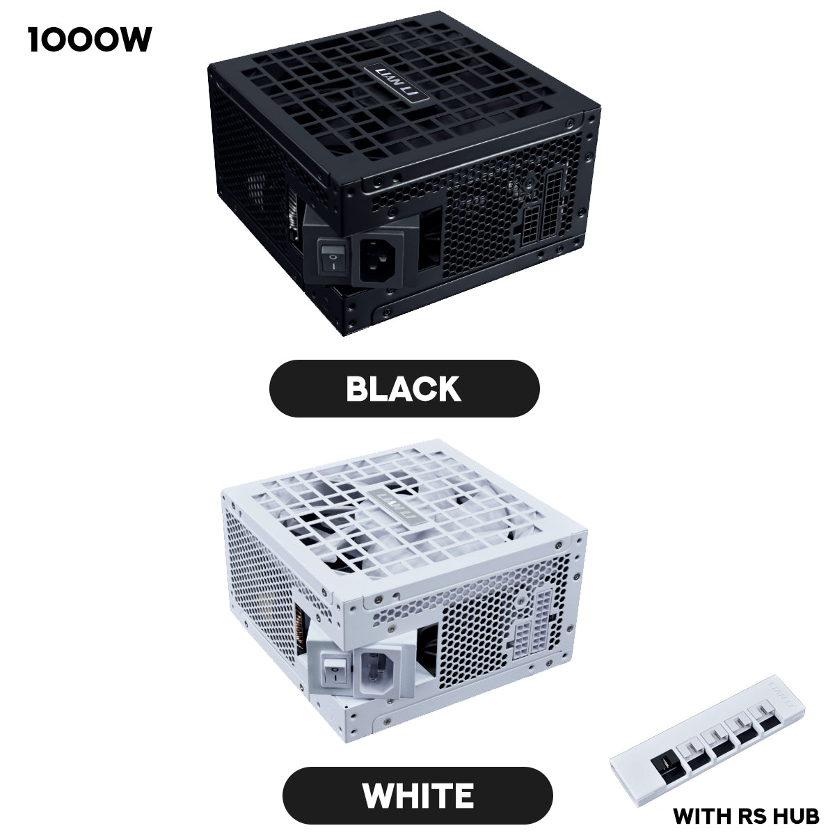 Lian Li RS1000G ATX 3.1 1000W 80+ Gold Rotational Shift With RS HUB Power Supply (Black, White)