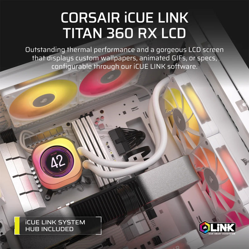 Corsair iCue Link Titan 360 LCD RX LCD AIO Extreme Performance 360MM RGB Liquid CPU Cooler