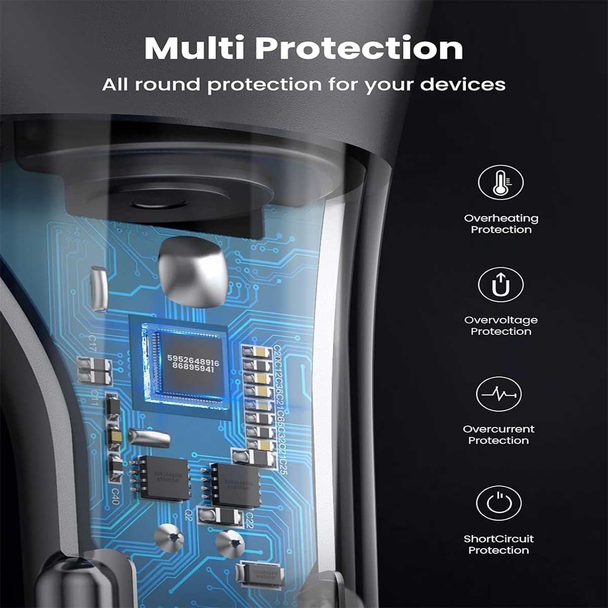 UGreen QC + PD 20W Car Charger With Extended Socket (CD204/60712)