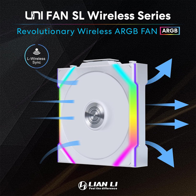 Lian Li Uni Fan SL Wireless 120 ARGB Reverse Blade - Single Pack (White) (12RSL1W1W)