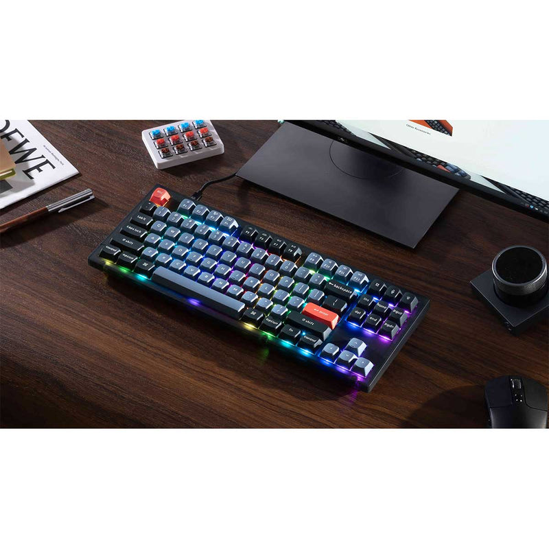 Keychron V3 QMK Fully Assembled Knob RGB Backlight Hot-Swappable TKL  Wired Mechanical Keyboard - Frosted Black (K Pro Blue Switch) (V3-C2)