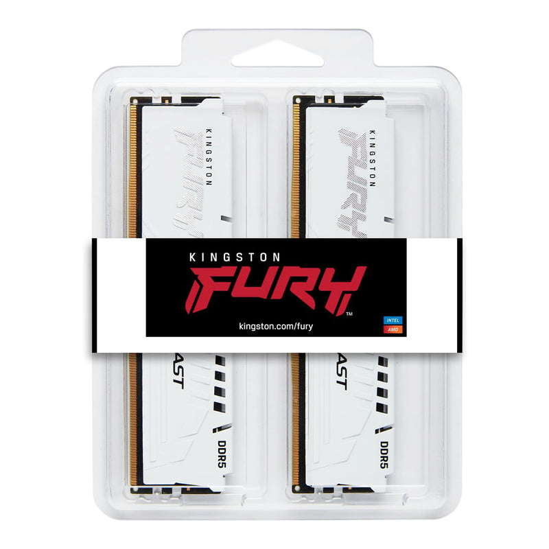 Kingston Fury Beast 64GB (2X32GB) DDR5 XMP 6000MT/S CL30 Memory (White) (KF560C30BWEK2-64)