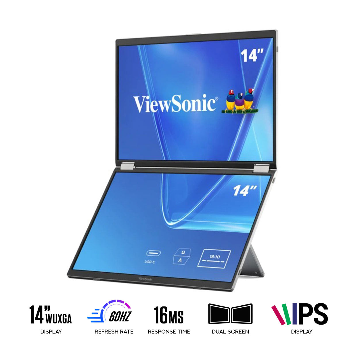 ViewSonic VG1457 14" WUXGA (1920x1200) 60Hz 16ms IPS Dual Screen Portable Monitor