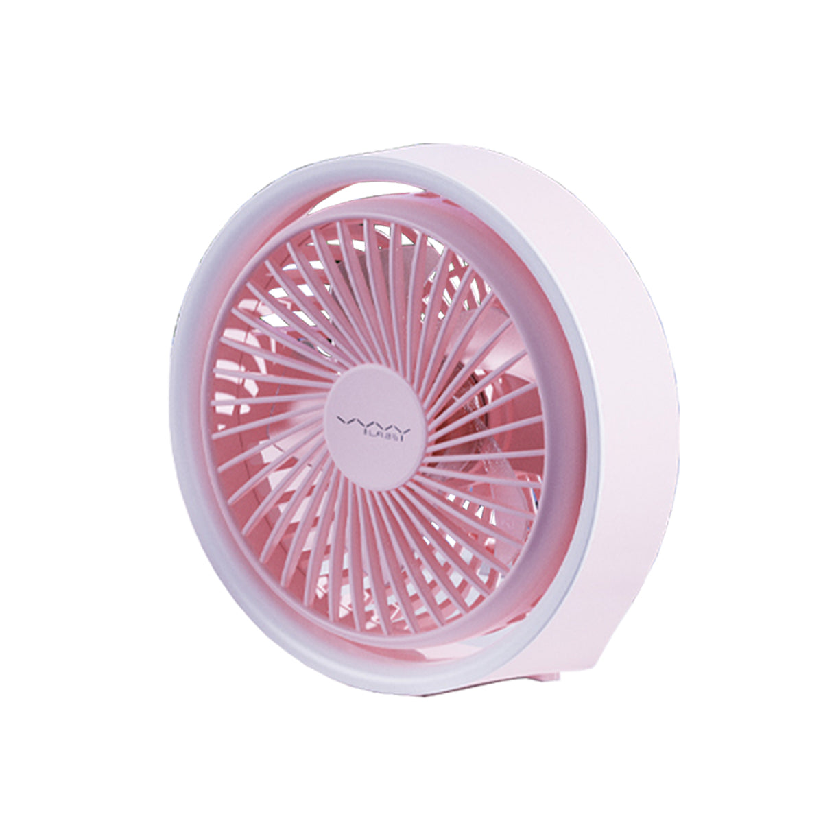 Vyvylabs D04 Mini Portable Desktop Fan with Led Light (White, Pink)