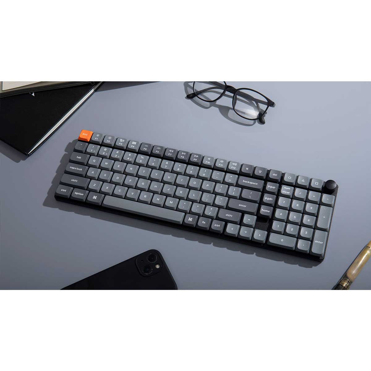 Keychron K17 Max QMK White Backlight Wireless Custom Mechanical Keyboard (Low Profile Gateron Mechanical Brown Switch) (K17M-A3)