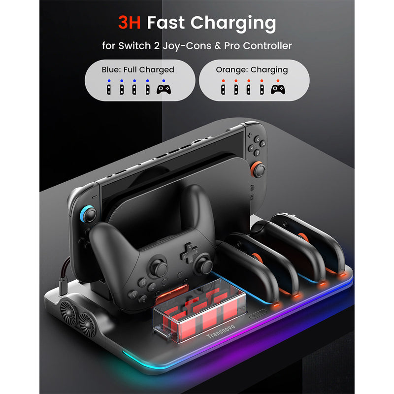 Transnovo Multi-Functional RGB Charging Dock Station for 4 Joy-Con Controller