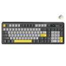 Ajazz AK980 RGB Tri-Mode 98% 97-Keys Gasket-Mounted Hot-Swappable Mechanical Keyboard with 1.14" TFT Display Screen & Knob (Black/Grey/Yellow) 