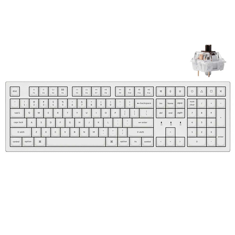 Keychron K10 PRO QMK/VIA Full Size Hot-Swappable RGB Backlit Custom Wireless Mechanical Keyboard - White (K Pro Brown Switch) (K10P-P3)