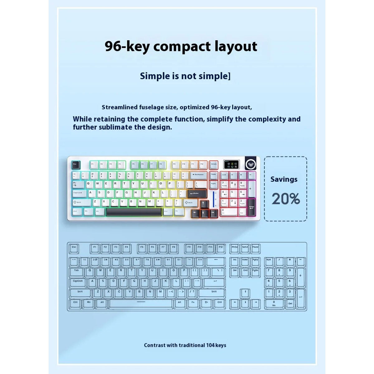 Aula S98 Pro Tri-Mode RGB 98% Full-Sized Hot-Swap Gasket Mechanical Gaming Keyboard