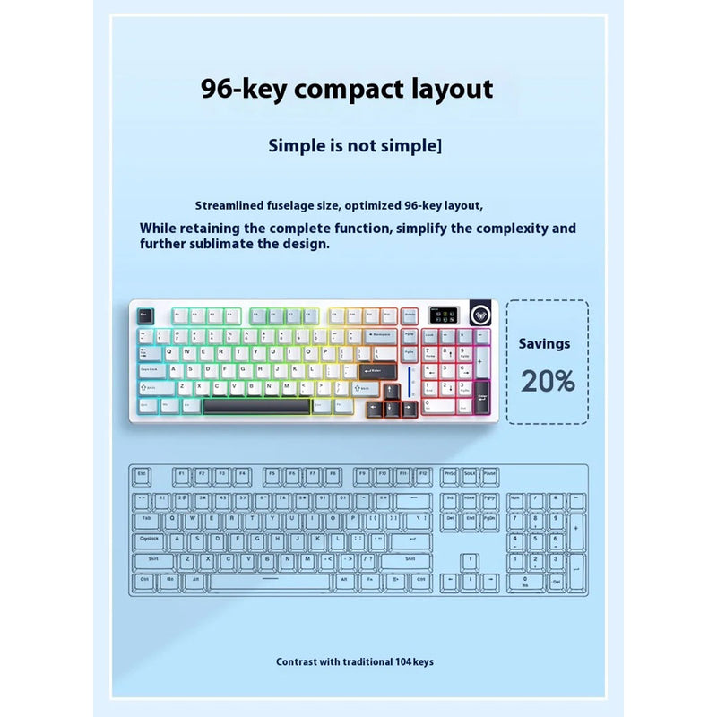 Aula S98 Pro Tri-Mode RGB 98% Full-Sized Hot-Swap Gasket Mechanical Gaming Keyboard