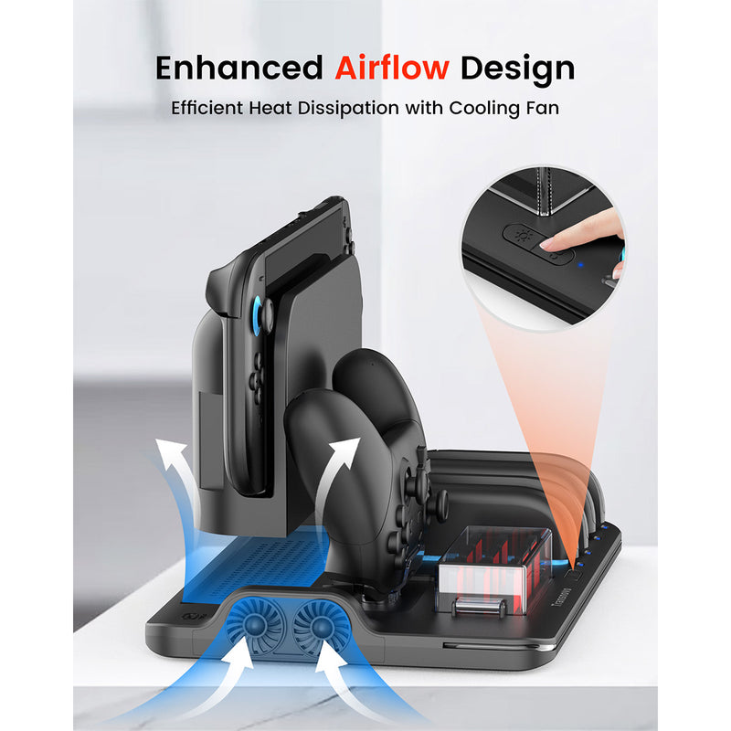 Transnovo Multi-Functional RGB Charging Dock Station for 4 Joy-Con Controller
