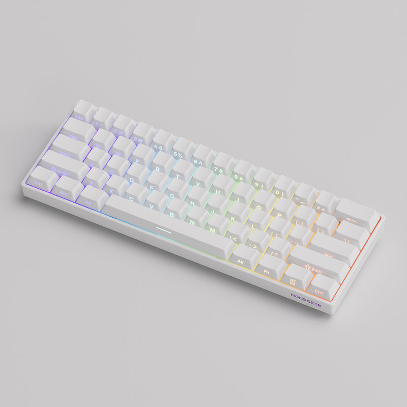 MonsGeek FUN60 Pro SP Shine-Through White Multi-Mode RGB Mechanical Keyboard 