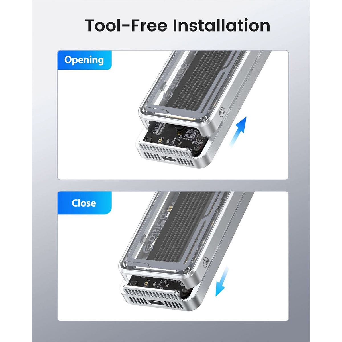 Orico Aluminum Crystal M.2 SSD Enclosure with Fan (AAGM2-U4-SV-BP)