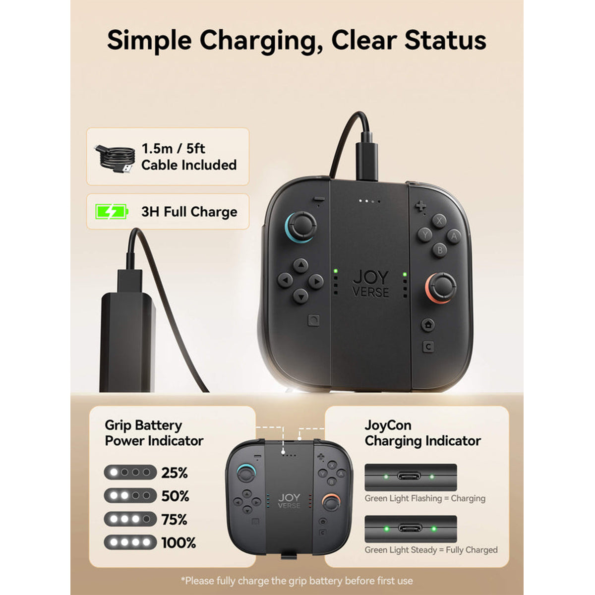 Jsaux Joy-Con All Arounder GripCase with Travel Cover for Switch 2 (Black) (GP0508)
