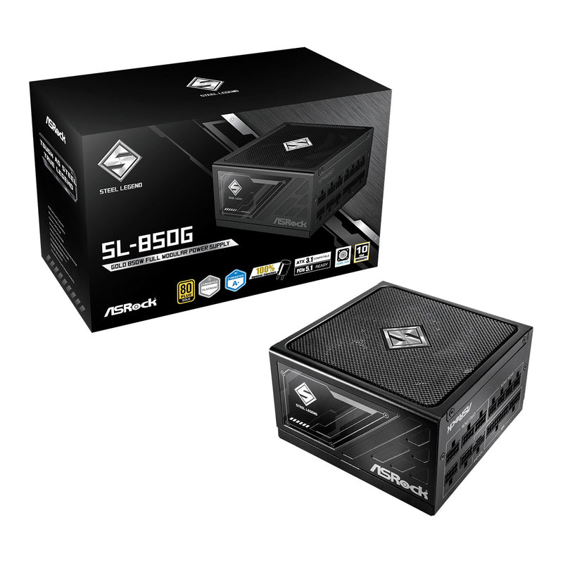 ASRock Steel Legend SL-850G 850W 80+ Gold & Cybenetics Platinum ATX 3.1 & PCIe 5.1 Full Modular Power Supply (Black)