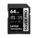 Lexar Professional SILVER PRO 64GB SDXC UHS-II C10 U3 V60 280MB/s Read 130MB/s Write SD Card