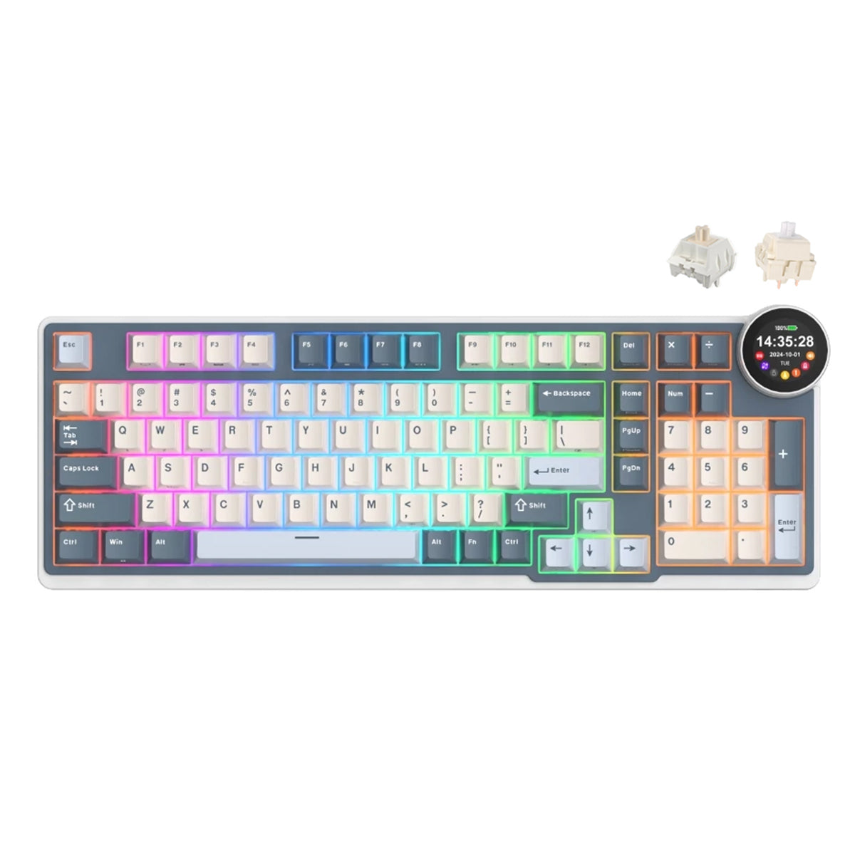 Royal Kludge RK-N99 Tri-Mode RGB 98 Keys Hot Swappable Mechanical Keyboard Moon