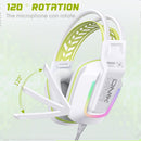 Onikuma X13 RGB Colorful Lighting Wired Gaming Headset with Noise Cancelling Microphone (White)